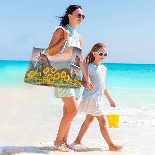 Torba za plažu ALAZA, torba za plažu s ramenom za Suncokrete s pamučnim ručkama za uže