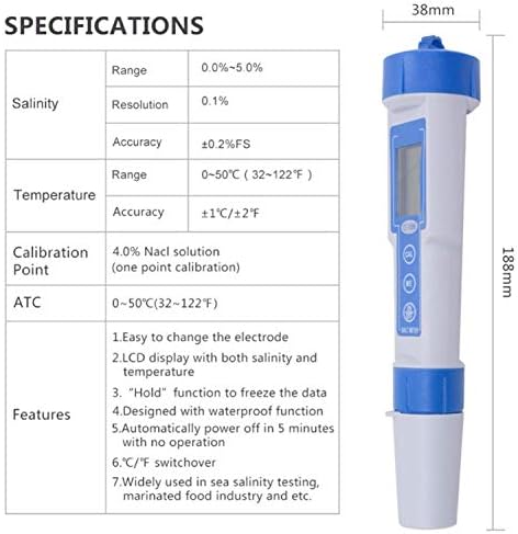 Y-LKun kvalitetni mjerač vode visoke performanse Originalni metar soli Digitalni salinity Tester olovka