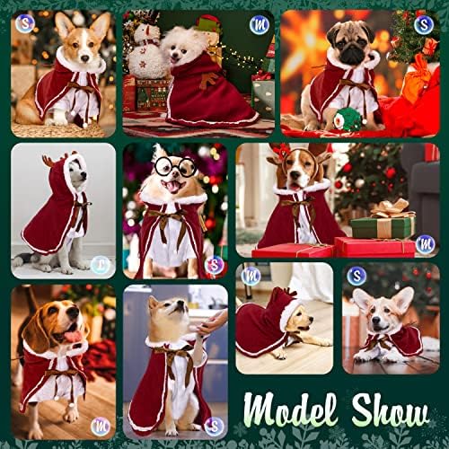 Božićni kostim psa, Nobleza odjeća za kućne ljubimce Santa Reindeer Cape sa šeširom za rogove losa, meka i debela Crvena polarna flisa mačka Božić ogrtač odjeća za mačke i srednje pse Holiday Cosplay Party