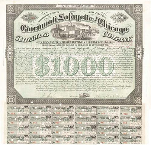 Cincinnati, Lafayette i Chicago Railroad Co. - $1,000 Kaucija.