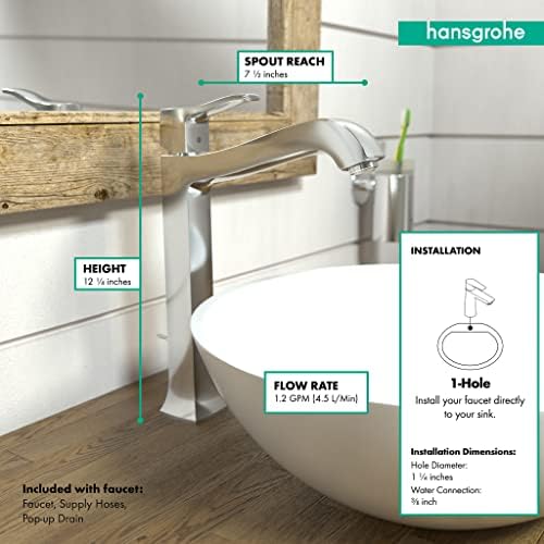 hansgrohe Metris C klasična zamjena lako čista 1-ručka 1 12-inčna visoka slavina za umivaonik u kupaonici
