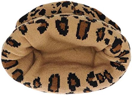 NewFancy Muškarci Zimske šešire Leopard Print manferencija Beanie Dvostruki slojevi debela pletena mekana