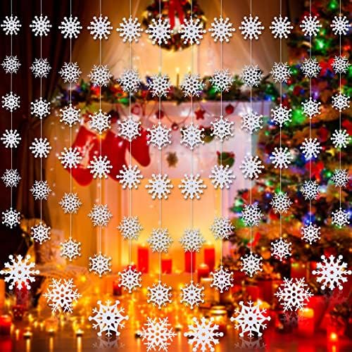 72 komada Božićne snježne pahulje ukrasi za snježne pahulje Viseće vijenke sa konopom za zimski odmor za