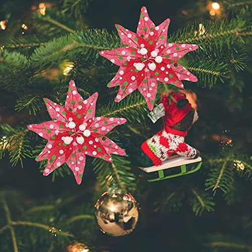 Prettyzoom Veliki crveni ukrasi 4pcs Božićni umjetni cvjetovi za Xmas Tree Ornaments DIY vijenac Garland Crafts Decoments Centerment