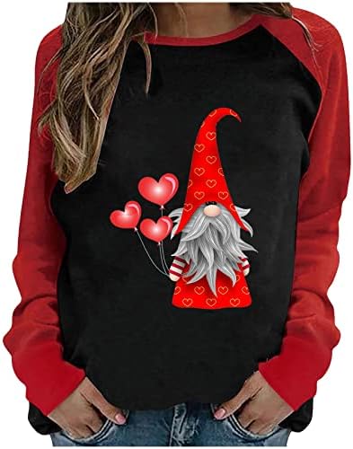 Ženska dukserica za Valentinovo, dva gnoma i ljubavni vrhovi za ispis srca, slatki džemper za žene za žene
