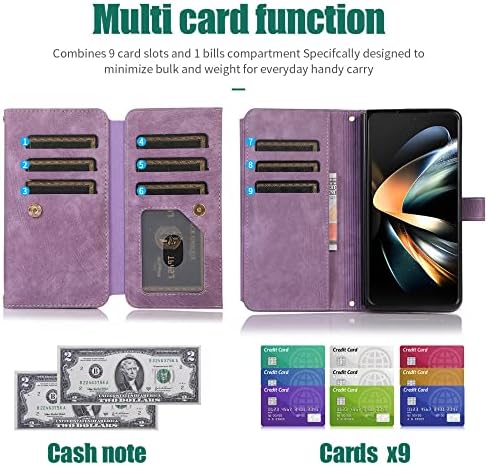 Clldy futrola za novčanik sa zatvaračem za Samsung Galaxy Z Fold 4 3 Fold4 Fold3 stalak za držač kartice