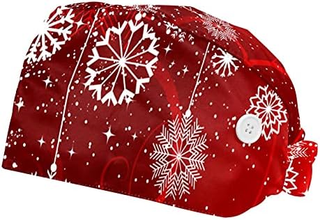 2 pakovanja Crvena Božićna zima apstraktne pahulje uzorak Radna kapa sa dugmadima