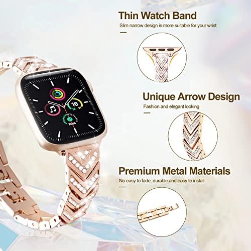 ReconMo Bling narukvica Kompatibilan sa Apple Watch Band 44mm sa kafitom za reč za reč, tanka arrow za Apple