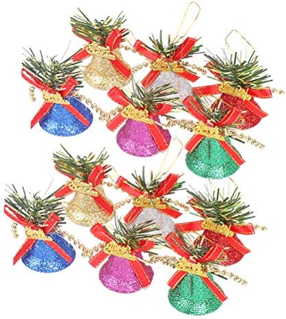 Abaodam 12pcs Božićne plastične zvona zvona Glitter zvona viseći ukrasi za Xmas stablo vijenac koji se slavio