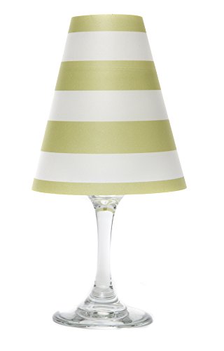 DI Potter WS334 Nantucket Stripe Paper White Wine Glass Shade, Oasis Green