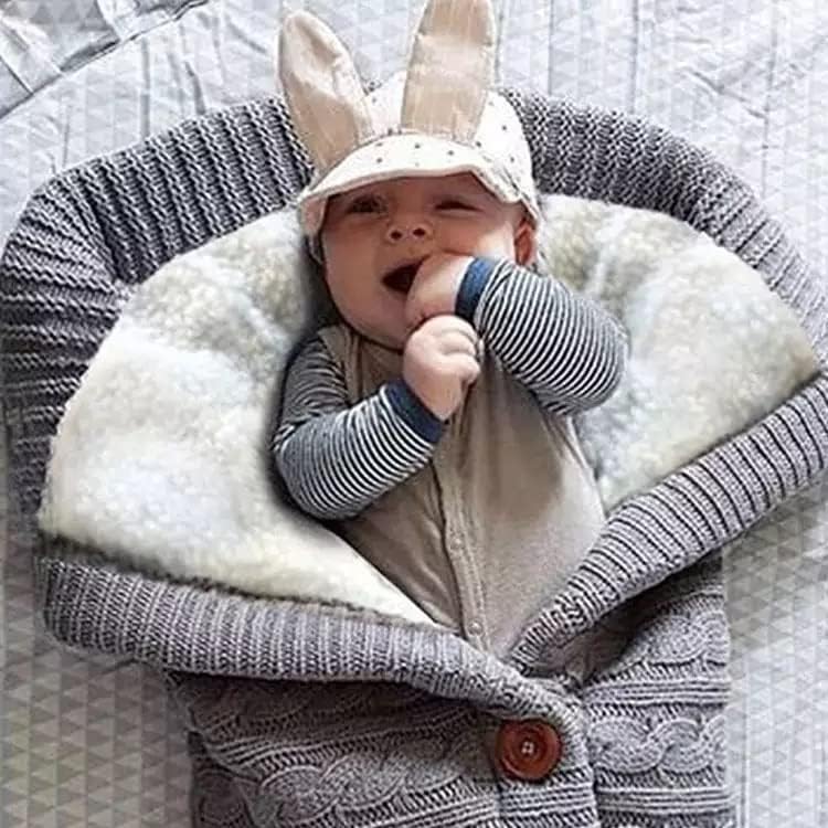 Cocoabi siva nosila beba za bebe | Bunting | Napravljen od debelog pamučnog pletena sa toplim oblogom od