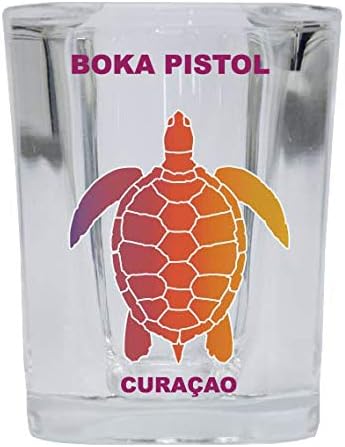 Boka Pištolj Curaçao Suvenir Rainbow Turtle Dizajn Kvadratno Staklo