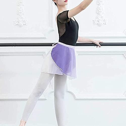 Kkmetar Ženski gradijentni šifon balet omotajte suknju asimetrični plesni klizač preko šalca Tutu Miniskirt