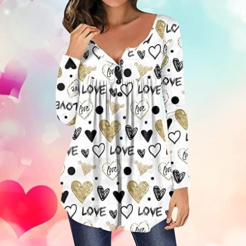 Valentine Tunnic vrhovi za tinejdžerske vrhove u obliku srca Žene košulje s dugim rukavima 90-ih odjeće