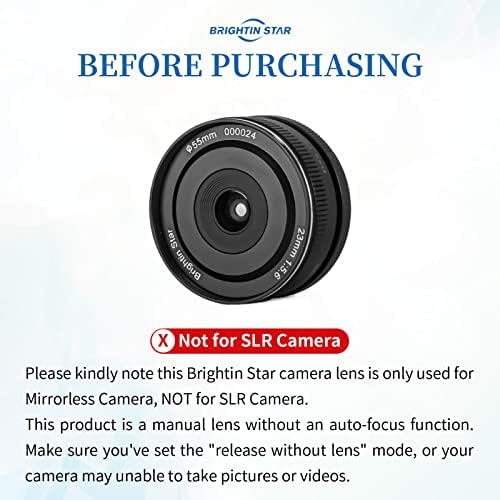 Brightin Star 23mm F5.6 Full Frame ručni fokus Prime objektiv za Nikon Z-Mount kamere bez ogledala, palačinka