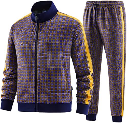 W Jianwang Muški trenerke puni zip rubne rukavska jogging postavlja aktivne jakne i hlače 2 komada odjeće