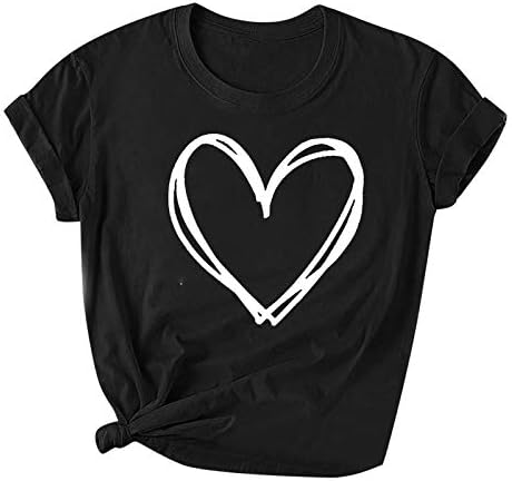 Ljetna casual majica za žene Hearts Ispiši labavi fit bluze Crewneck kratki rukav Tee Tops 2023 udobne majice