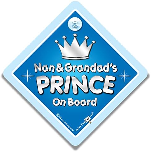 Nan & Grandov princ na brodu za bebe na brodu, unuk na brodu, visoki vidljivosti za usisni čaj Auto set
