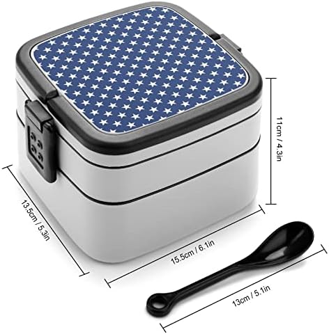 Star Flag Bento kutija Dvostruki sloj Sve-u-Jedan kontejner za ručak sa kašikom za pečenje za piknik
