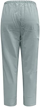 Pamučne lanene hlače ženske ljetne Casual kapri hlače s džepovima visokog struka udobne hlače na plaži Vintage