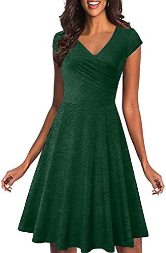 Ženska haljina za zabavu Modni ispis kratki rukav V-izrez Duljina koljena Ležerne haljina 2023 Ljetne haljine