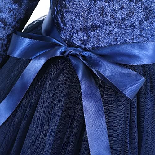 Flofallzique Little Girls Tulle haljine dugih rukava Ruffle Toddler Velvet haljina za posebnu priliku