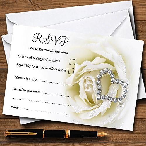 Krema Ivory Rose Heart personalizirane RSVP kartice