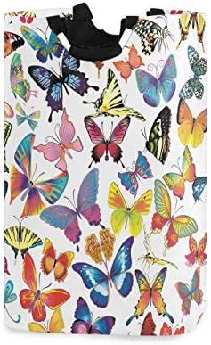 ALAZA velika korpa za veš prelepe raznobojne leptire torba za veš korpa sklopiva Oksfordska tkanina elegantna