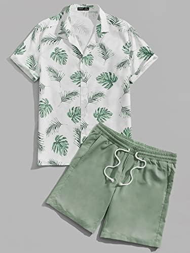 Oshho Dvodijelni odjevnici za muškarce Muškarci Tropical Print majica i šorc od struka