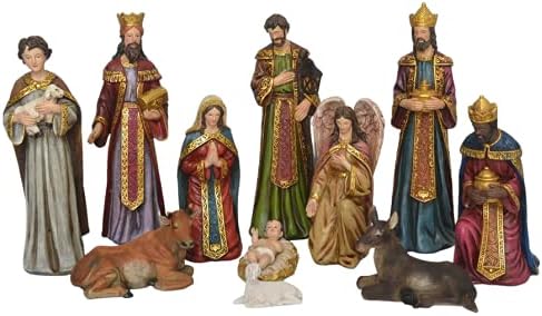 Ornate Sveta porodična beba Isus, Mary, i Joseph 13 inčni 11-komadni božićni katolički kršćanski religijski