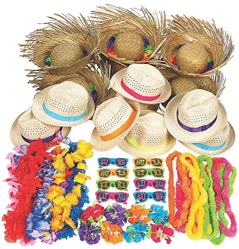 Grand Luau Party komplet nosivih uređaja za 50-156 komada-uključuje Leje, šešire, naočare za sunce i još mnogo toga - Tiki potrepštine za zabavu na plaži