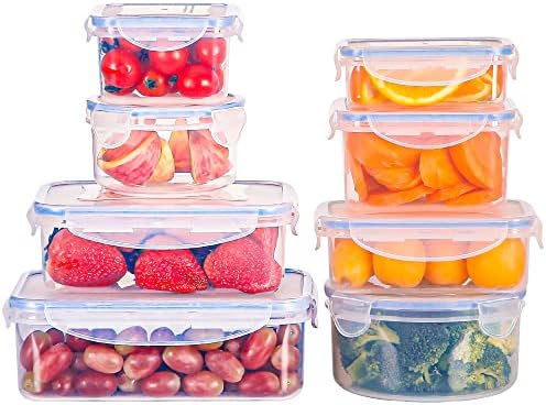 Kontejneri za skladištenje hrane 8 kom, plastični kontejneri za hranu za višekratnu upotrebu sa poklopcima
