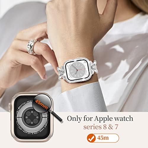 Sloid 45mm Pands & CASE kompatibilan sa Apple Watch-om, POSH Višeslojni omotač kožnih remena za iWatch,