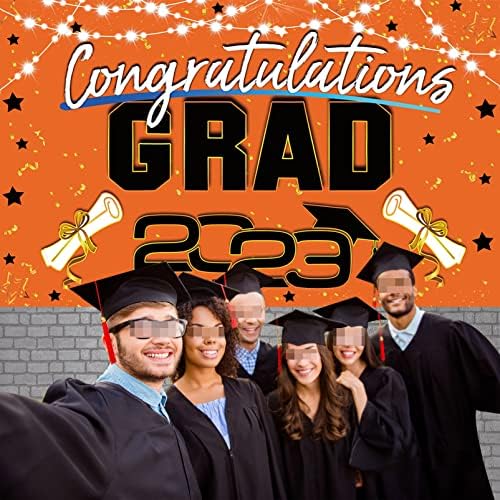 AUBAO pozadina za diplomiranje Baner narandžasta velika čestitka ukrasi za gradsku zabavu pozadina fotografije za diplomsku zabavu 2023