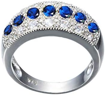 Ploy Pailin okrugli rez 925 Srebrni plavi safir ženski vjenčani prstenovi nakit poklon Size6-10