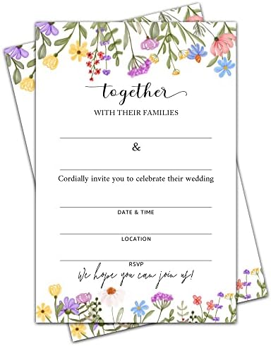 Pozivnice za vjenčanje sa kovertama - cvjetni akvarel cvjetni ispunjavaju prazne mladenke Pozovite kartice,