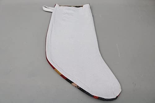Sarikaya Jastuk Organic Xmas Čarapa, Božićna čarapa, Božićni dekor, Kilim čarapa, poklon čarapa, prugaste