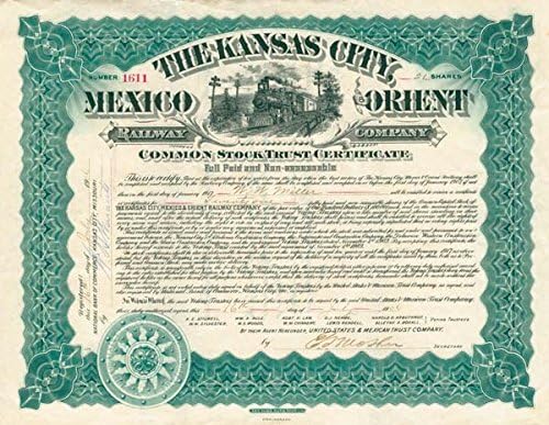 Kansas City, Meksiko i Orient Railway Co. - Certifikat Zaliha