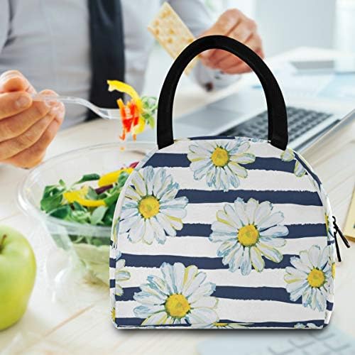 Izolovana torba za ručak za žene-Summer Flowers tratinčice velika nepropusna torba za ručak sa naramenicama