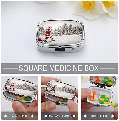 Kutija za pilule Božićna Snježna šuma kvadratna futrola za lijekove prenosiva kutija za pilule vitaminski
