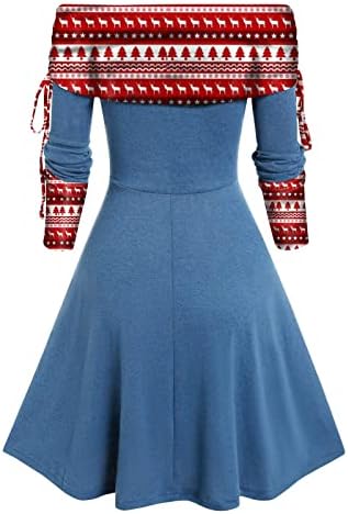 NOKMOPO jesenske haljine za žene 2022. konvertibilne izrezane prugaste Flare linija haljine dugih rukava