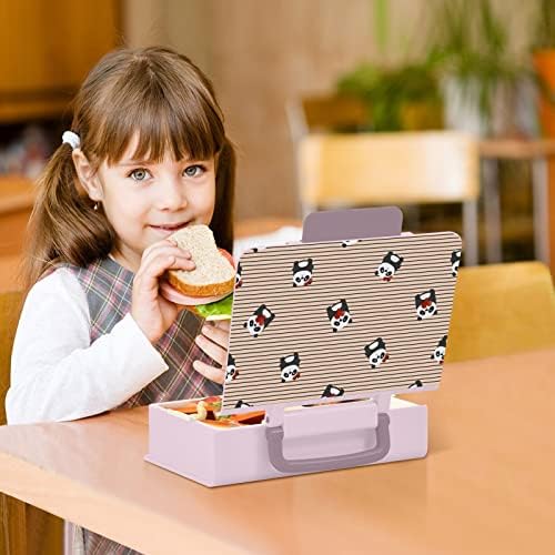 Mcchiver Valentine Day kartice Giant Pandas Bento kutija za ručak sa ručkom Portable Kids Compretejner za ručak sa kašikom Fork Propuštanja Bento ručka kutija za djecu za dječaka izlaska u školsku hranu