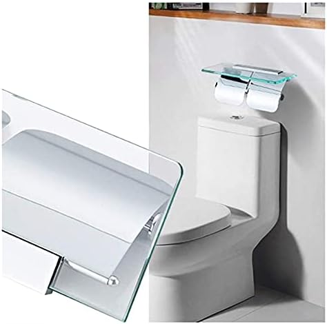 Toaletni držač za toaletni nosači papira Dvostruki držač za tkivo sa staklenim policama na zidu montiranog