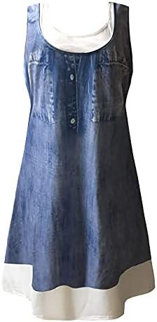 Lucktop Ljetne haljine za žene Ležerne košulje haljine bez rukava okrugli vrat Ispiši labavi ljuljački rezervoar