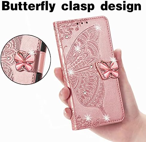 CCSmall Moto G60 torbica za novčanik žene, leptir reljefno cvijeće PU Koža magnetno zatvaranje Flip Cover