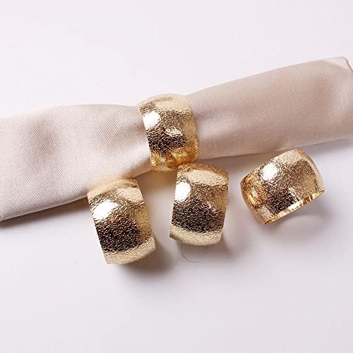 Fairgood zlatni salvetinski prsten set 6, kvalitet restorana, platna posteljina prstena modernog, elegantnog