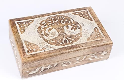 ARTISENIA Majčin dan pokloni drvena Drvo života uspomena dekorativna Bijela posuda završena kutija za nakit