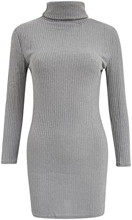 Xinshide džemperi za žene Čvrsta boja dugih rukava duks duks lagani mekani casual kabelski pleteni mini haljina