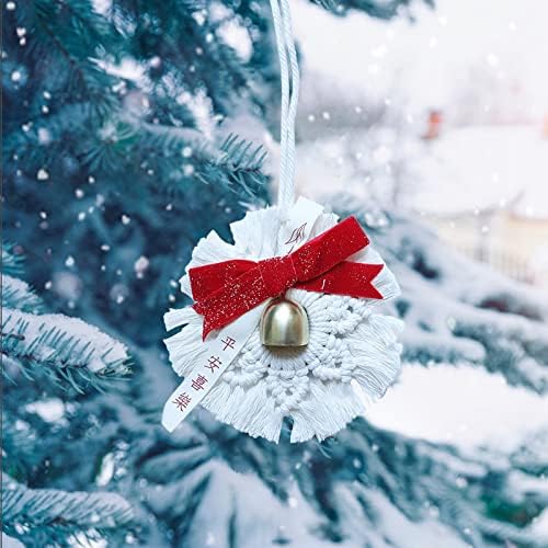 Ukrasne viseće staklene kuglice Božićne pahulje molitva privjesak Novogodišnja tkanina Woven Viseći luk