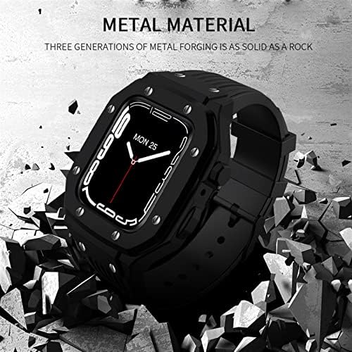 Kanuz Legura za sat za sat za Apple Watch seriju 7 6 5 4 SE 45mm 42mm 44mm Luksuzni metalni gumeni od nehrđajućeg